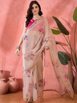 Kartika - Embroidered Indie Floral Saree with Unstitched Blouse