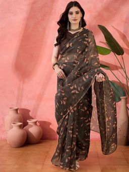 Kartika - Floral Print Designer Saree with Unstitched Blouse