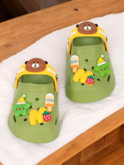 Lil Lollipop - Bear Applique Anti-Slip Clogs - Green
