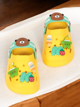 Lil Lollipop - Bear Applique Anti-Slip Clogs - Yellow