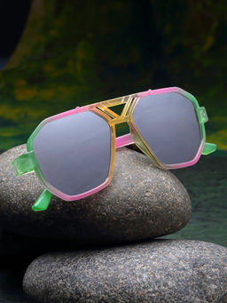 Stol'N - Unisex Colour Gradient Hexagon Rim Sunglasses-Yellow