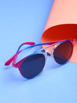 Stol'N - Unisex Colour Gradient Round Rim Shaped Sunglasses-Dark pink