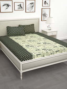 Story@Home - 210 TC Cotton King Size Bedsheet with 2 Pillow Covers - Black