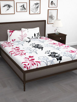 Story@Home - 210 TC Cotton King Size Bedsheet with 2 Pillow Covers - White