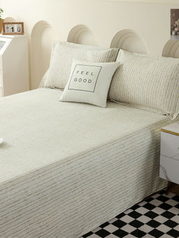 Story@Home - 240 TC Cotton King Size Bedsheet with 2 Pillow Covers - Beige