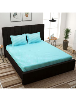 Story@Home - 300 TC 100% Cotton King Size Bedsheet with 2 Pillow Covers - Blue