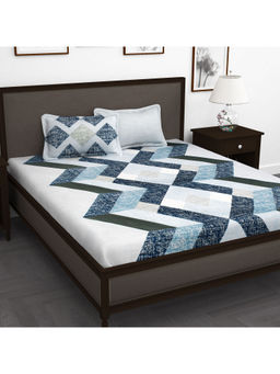 Story@Home - 240 TC 100% Cotton King Size Bedsheet with 2 Pillow Covers - Blue