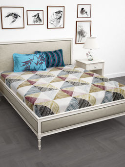 Story@Home - 260 TC 100% Cotton King Size Bedsheet with 2 Pillow Covers - Multi-Color