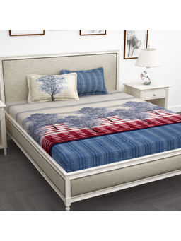 Story@Home - 240 TC 100% Cotton King Size Bedsheet with 2 Pillow Covers - Blue