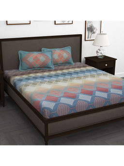 Story@Home - 260 TC 100% Cotton King Size Bedsheet with 2 Pillow Covers - Teal