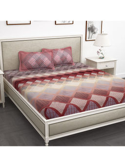 Story@Home - 260 TC 100% Cotton King Size Bedsheet with 2 Pillow Covers - Magenta