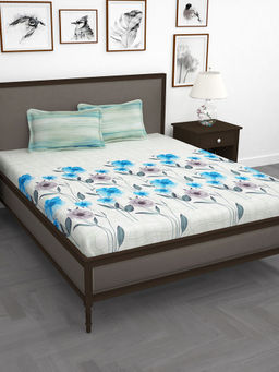 Story@Home - 260 TC 100% Cotton King Size Bedsheet with 2 Pillow Covers - Off White