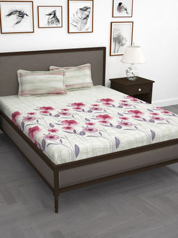 Story@Home - 260 TC 100% Cotton King Size Bedsheet with 2 Pillow Covers - Pink
