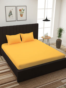 Story@Home - 300 TC 100% Cotton King Size Bedsheet with 2 Pillow Covers - Yellow