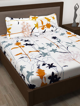 Story@Home - 186 TC Cotton King Size Bedsheet with 2 Pillow Covers - White