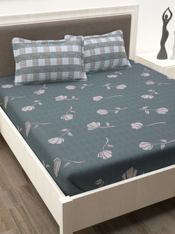 Story@Home - 186 TC Cotton King Size Bedsheet with 2 Pillow Covers - Grey