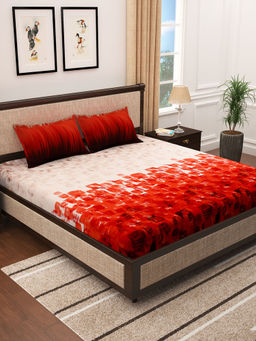 Story@Home - 300 TC Cotton King Size Bedsheet with 2 Pillow Covers - Red