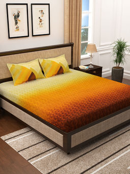 Story@Home - 300 TC Cotton King Size Bedsheet with 2 Pillow Covers - Yellow