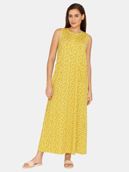 Zivame - Z Fun Knit Poly Full Length Nightdress Ceylon Yellow
