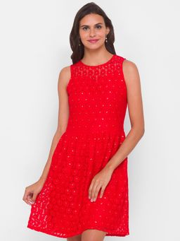 Globus - Red Self Design Dress