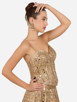 Zaveri Pearls - Antique Gold Tone Stones Beads Ear Chain Jhumka Earring-ZPFK21960