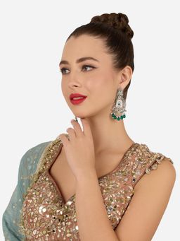 Zaveri Pearls - Green Stones Beads Embellished Traditional Dangle Earring-ZPFK21961