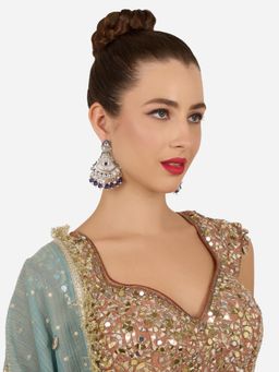 Zaveri Pearls - Blue Stones Beads Embellished Traditional Dangle Earring-ZPFK21962