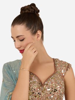 Zaveri Pearls - Red Off White Enamel Cubic Zirconia Brass Kada Bracelet-Zpfk22240