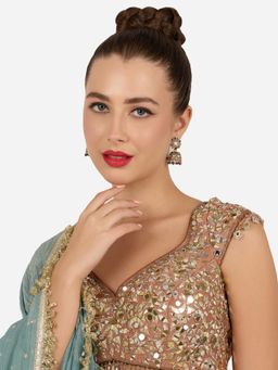 Zaveri Pearls - Multicolor Stones Beads Embellished Antique Jhumka Earring-Zpfk22250