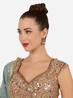 Zaveri Pearls - Multicolor Stones Beads Embellished Antique Jhumka Earring-Zpfk22254