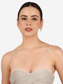 Zaveri Pearls - Gold Tone Contemporary Style Baroque Pearl Drop Earring-Zpfk22258