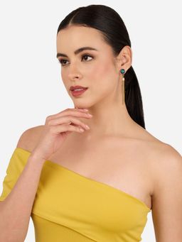 Zaveri Pearls - Blue Enamel Contemporary Style Tassel Drop Earring-Zpfk22262