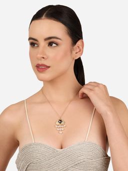 Zaveri Pearls - Grey Dazzling Stone Beads Drop Contemporary Style Necklace-Zpfk22266