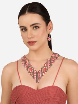 Zaveri Pearls - Multicolor Beaded Contemporary Necklace and Earring Set-Zpfk22270