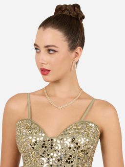 Zaveri Pearls - Gold Tone Diamonds Contemporary Necklace and Earring Set-ZPFK22282