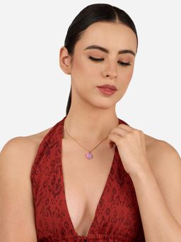 Zaveri Pearls - Pink Purple Enamel Contemporary Yin Yang Pendant with Chain-Zpfk22290