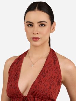 Zaveri Pearls - White Enamel Contemporary Style Pendant with Chain-Zpfk22293