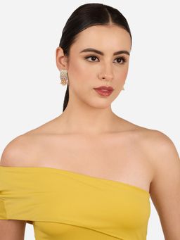 Zaveri Pearls - Multicolor Enamel Diamonds Fusion Pearls Drop Earring-Zpfk22299