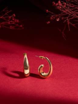 Zaveri Pearls - Gold Tone Contemporary Style Semi Hoop Studs Earring-Zpfk22309