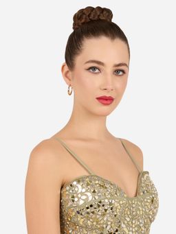 Zaveri Pearls - Gold Tone Contemporary Style Semi Hoop Studs Earring-Zpfk22310