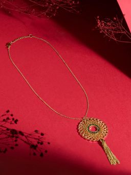 Zaveri Pearls - Green Austrian Diamonds Chain Tassel Contemporary Necklace-Zpfk22331