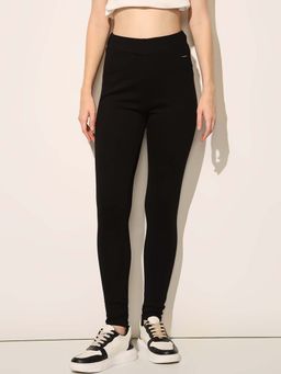ONLY - Women Solid Skinny Fit High-Rise Black Leggings