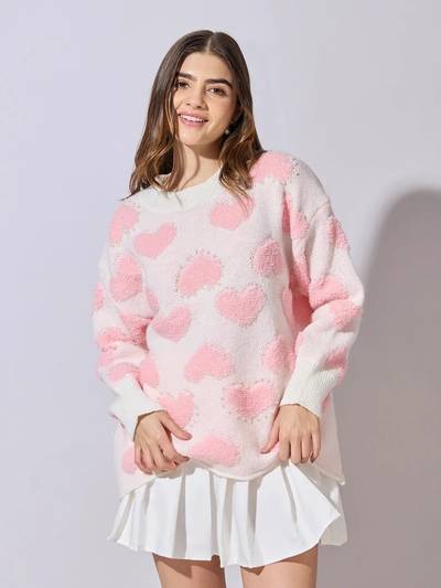 Acrylic Full Sleeves Round Neck Textured Sweater