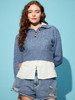 STREET 9 - Cotton Linen A-Line Half Sleeves Collar Neck Solid Midi Dress, Belt