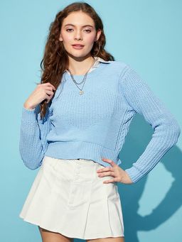 STREET 9 - Acrylic Full Sleeves Round Neck Textured Sweater
