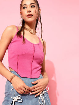 STREET 9 - Cotton Sleeveless Scoop Neck Solid Top