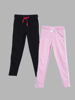 3PIN - Girls Multi-Color Cotton Solid 2 Jeggings (Pack of 2)