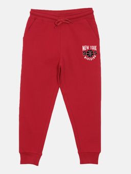 3PIN - Boys Red Cotton Solid Joggers