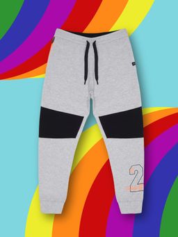 3PIN - Boys Grey Cotton Colorblock Joggers