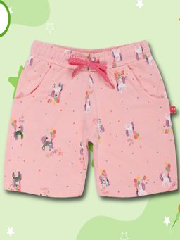 3PIN - Girls Pink Cotton Printed Shorts